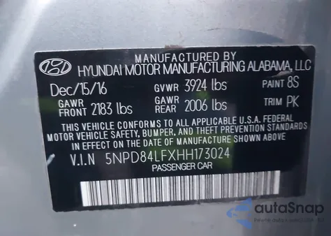 2017 Hyundai Elantra Se from USA, damaged, VIN 5NPD84LFXHH173024